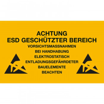 ESD Folien-Warnschild für ESD-Arbeitsplätze 300 x 500 mm 