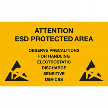 ESD Folien-Warnschild für ESD-Arbeitsplätze 150 x 300 mm, englisch