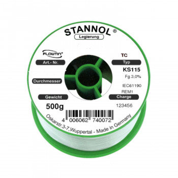 Stannol Lötdraht KS115 FLOWTIN TSC, Sn95,5Ag3,8Cu0,7+ML, 1,0 mm, 3,0%, 500 g