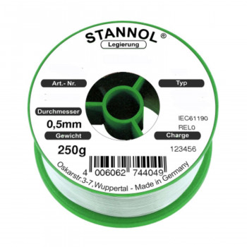 Stannol Lötdraht ECOLOY HS10 2500 TSC, Sn95,5Ag3,8Cu0,7, 0,5 mm, 2,5 %, 250 g
