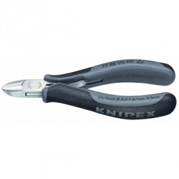 Knipex Elektronik-Seitenschneider 77 02 115 ESD, runder Kopf, mit kleiner Facette, 115 mm