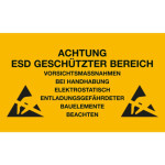 ESD Kunststoff-Warnschild für ESD-Arbeitsplätze 300 x 500 mm