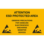 ESD Folien-Warnschild für ESD-Arbeitsplätze 300 x 500 mm, englisch