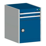 bott cubio Schubladenschrank SL 557-3.1, 2 Schubladen + Tür, 525 x 525 x 700 mm, enzianblau