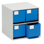 Treston Schubladenmagazin 0440-6 m. 4 Schubladen 400 x 400 x 395 mm, blau
