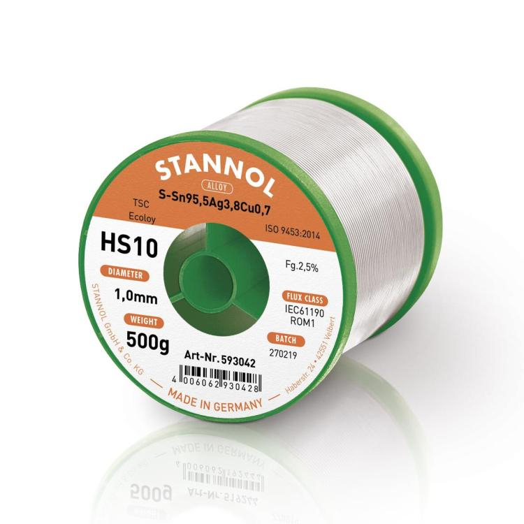 HS 10 elektroniclot 1000 g 535249-1,0 mm Soudure Etain Lötdraht Stannol 2,5%